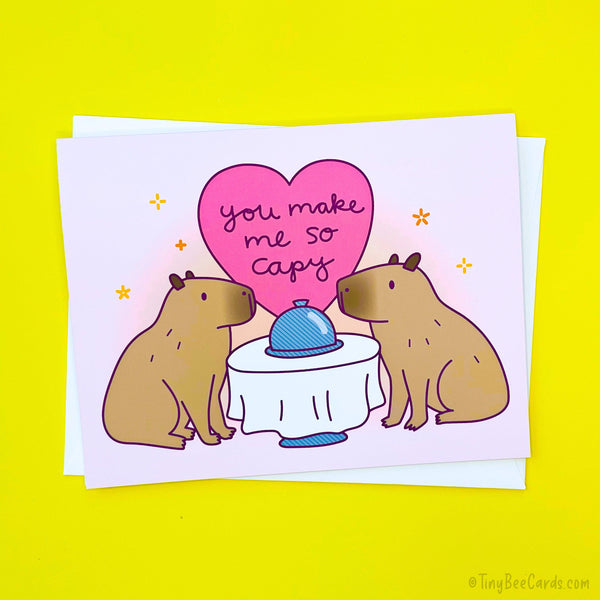 Capybara Anniversary and Love Card "You Make Me So Capy" - For Boyfriend, Girlfriend, Husband or Wife