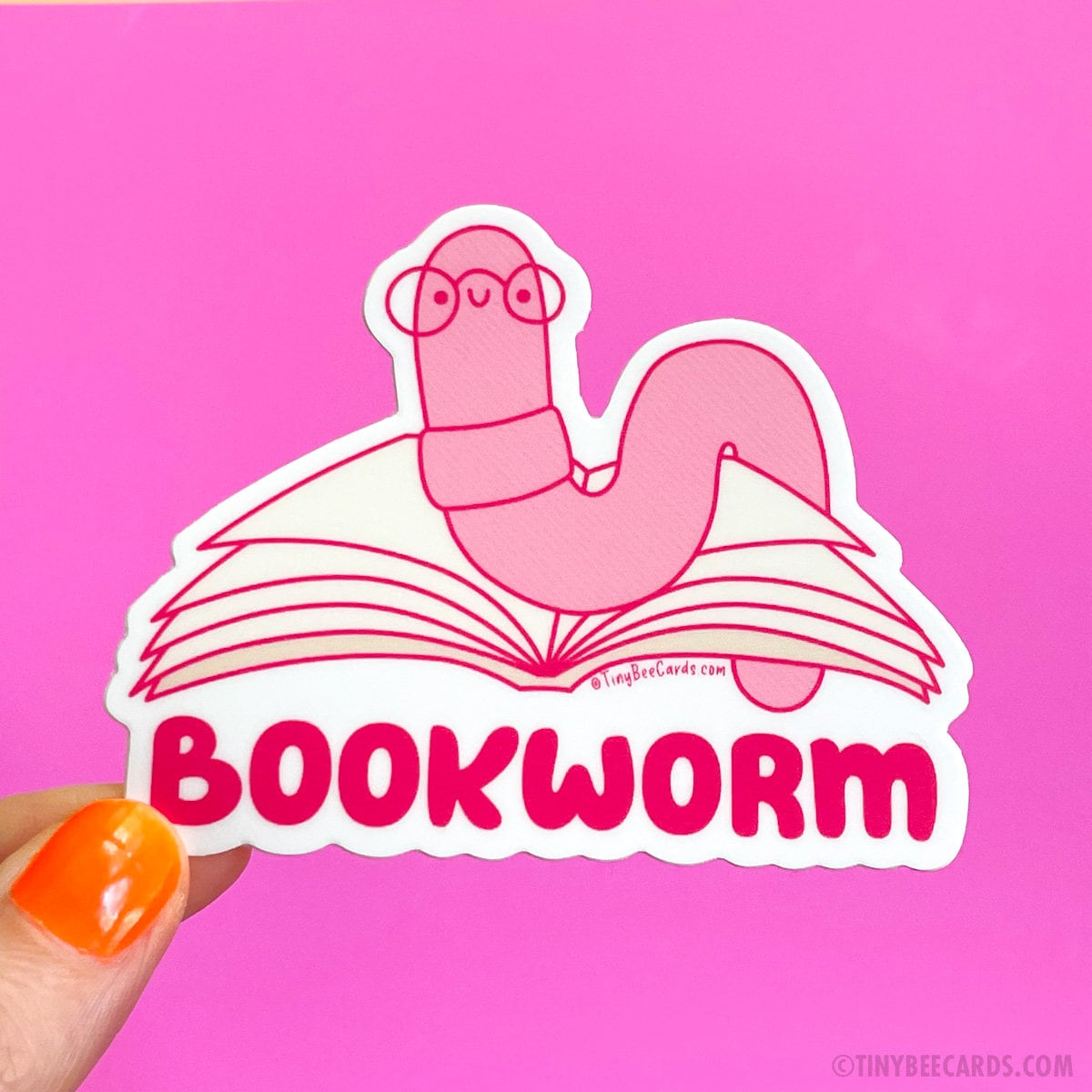 Bookworm Reading Lover Vinyl Sticker – TinyBeeCards