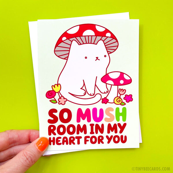 Mushroom Cat Love Anniversary or Valentines Day Cat Lover Card
