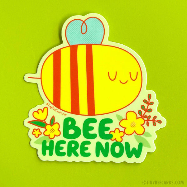 Bumblebee Mindfulness Meditation Vinyl Sticker - Bee Here Now