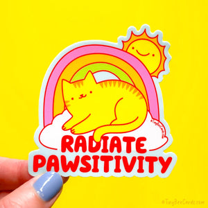 Radiate Positivity "Paw-sitivity" Cat Vinyl Sticker - Happiness & Mental Health Cat Lover Decal Gift