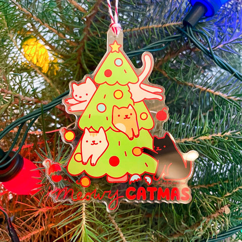 Meowy Catmas Cat Mischief Acrylic Christmas Ornament