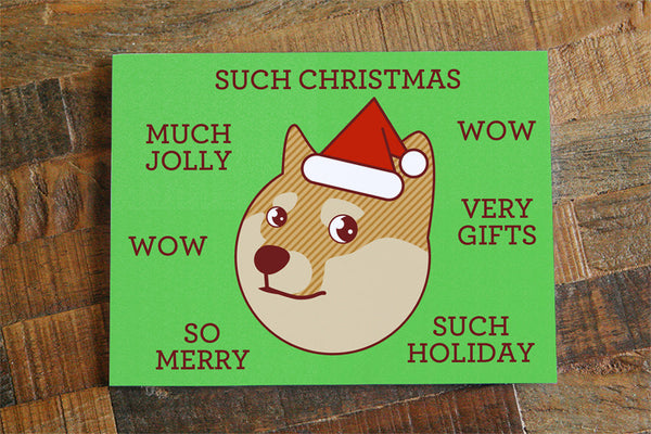 Funny Christmas Card, Doge &quot;Such Christmas&quot; - Funny Holiday card, Cute Shiba Inu Card, Shibe Doge, Geek Card, Nerd Card, pop culture card