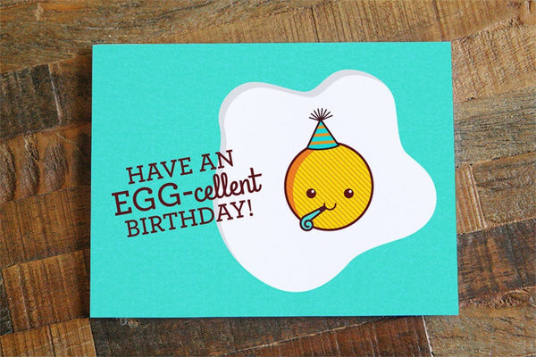 Pun Birthday Handcrafted Greeting Card "Have an EGG-cellent Birthday!"