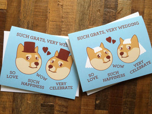 Gay or Lesbian Wedding Card Doge "Such Grats" Card-Greeting Card-TinyBeeCards