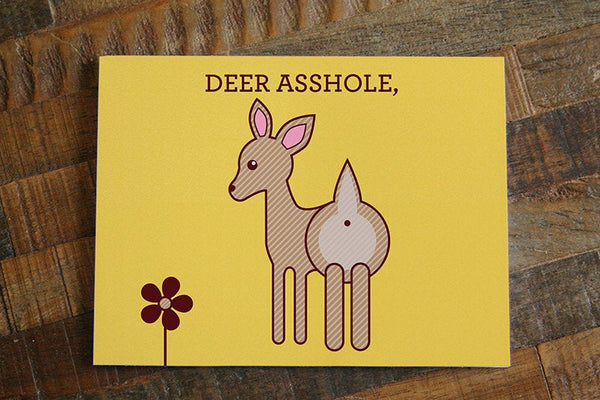 Deer A**hole Rude Greeting Card