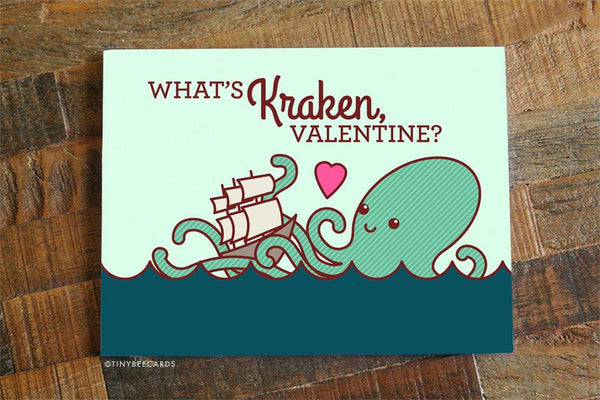 Funny Valentine Card "What's Kraken?"